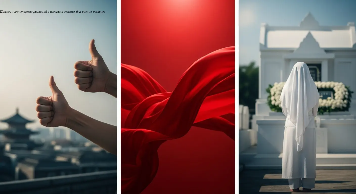 Примеры культурных различий в цветах и жестах для разных регионов