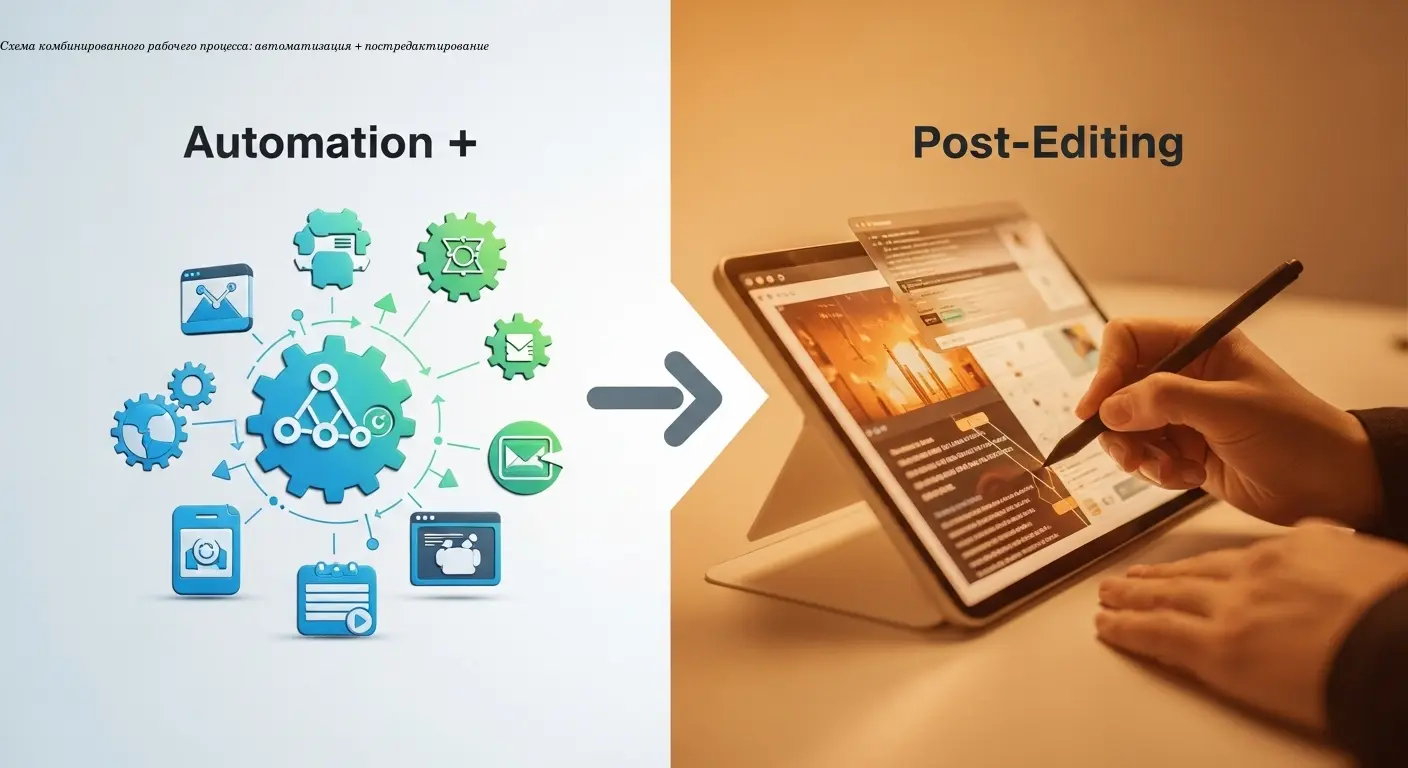 Схема комбинированного рабочего процесса: автоматизация + постредактирование