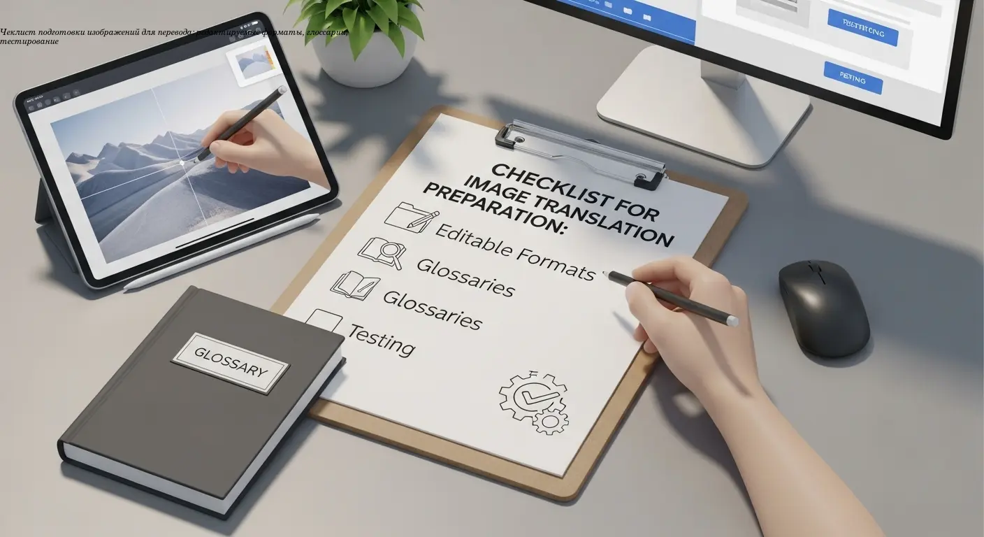 Чеклист подготовки изображений для перевода: редактируемые форматы, глоссарии, тестирование