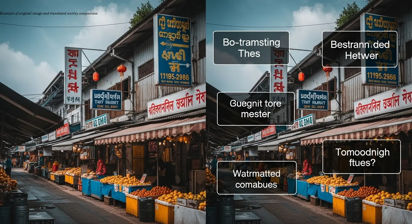 Example of original image and translated overlay comparison