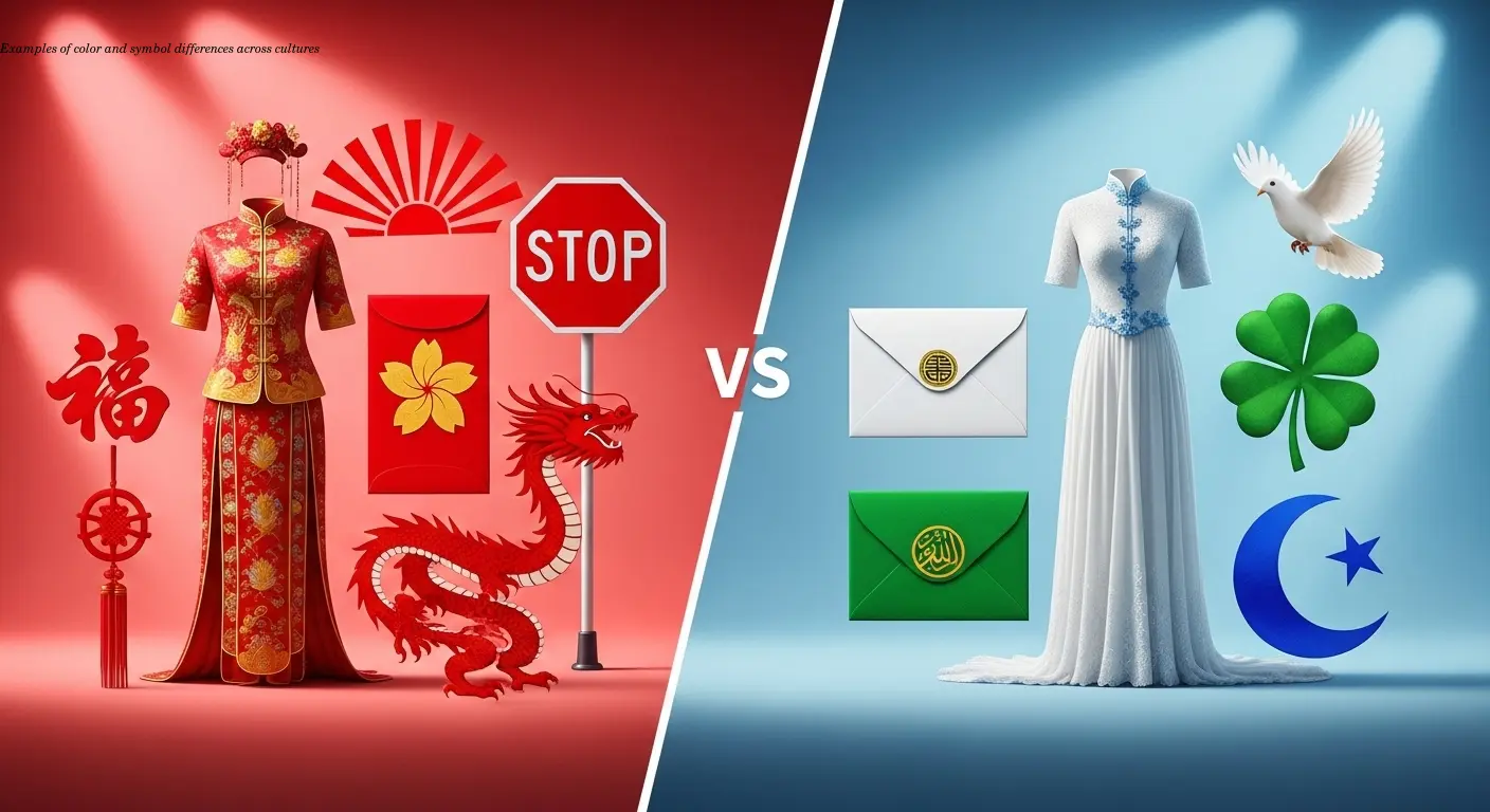 Examples of color and symbol differences across cultures