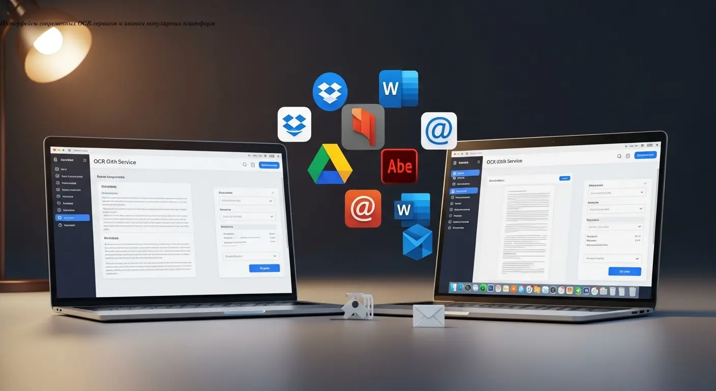 Интерфейсы современных OCR-сервисов и иконки популярных платформ