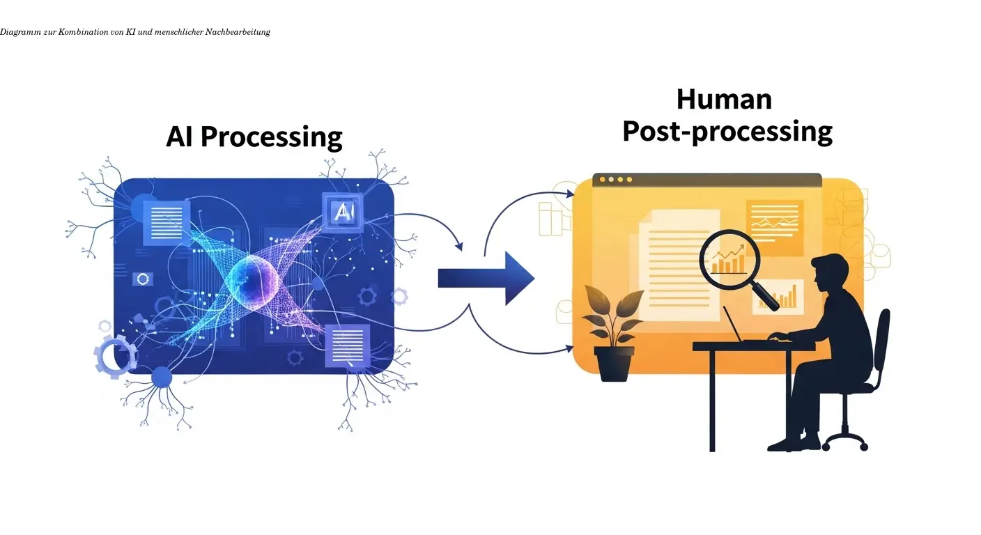 Diagramm zur Kombination von KI und menschlicher Nachbearbeitung
