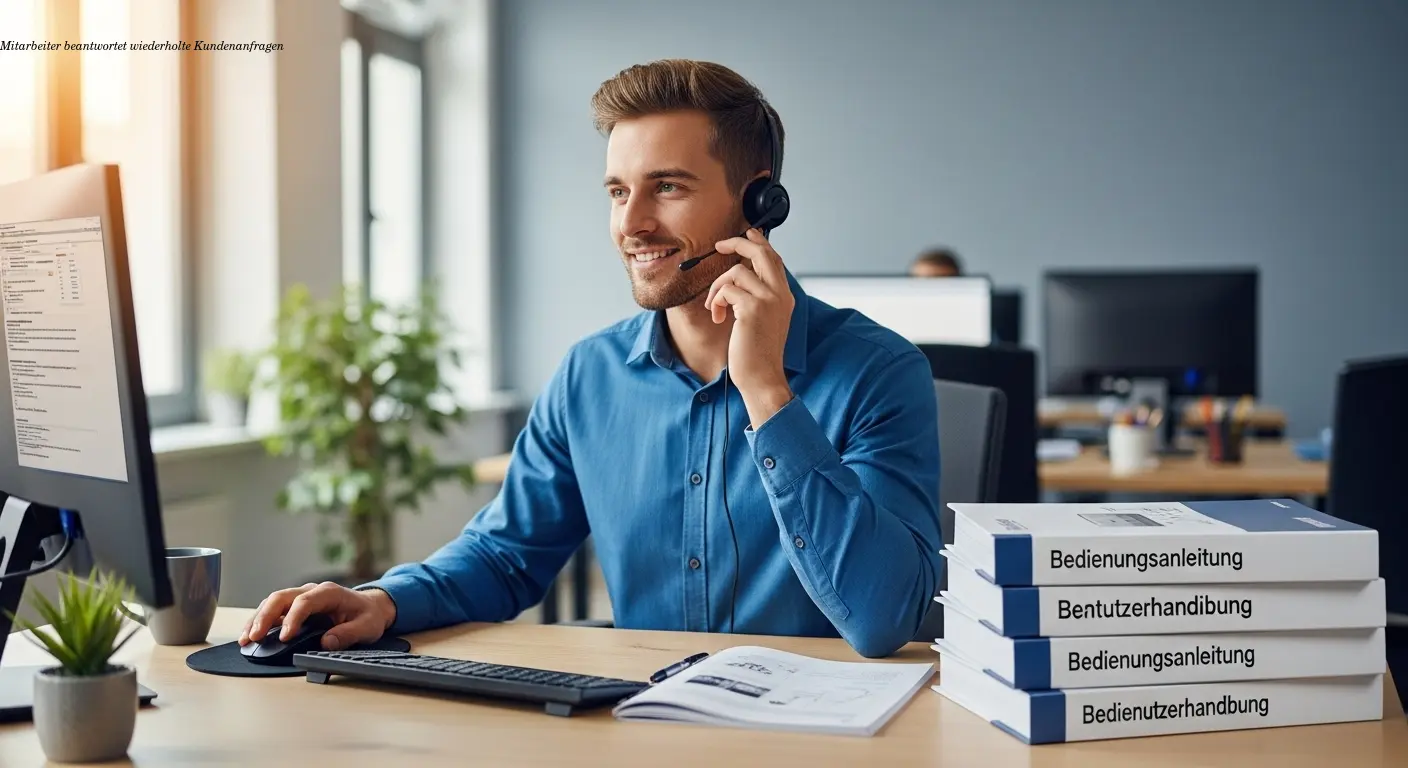 Mitarbeiter beantwortet wiederholte Kundenanfragen