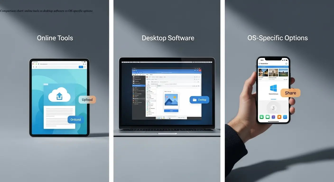 Comparison chart: online tools vs desktop software vs OS-specific options