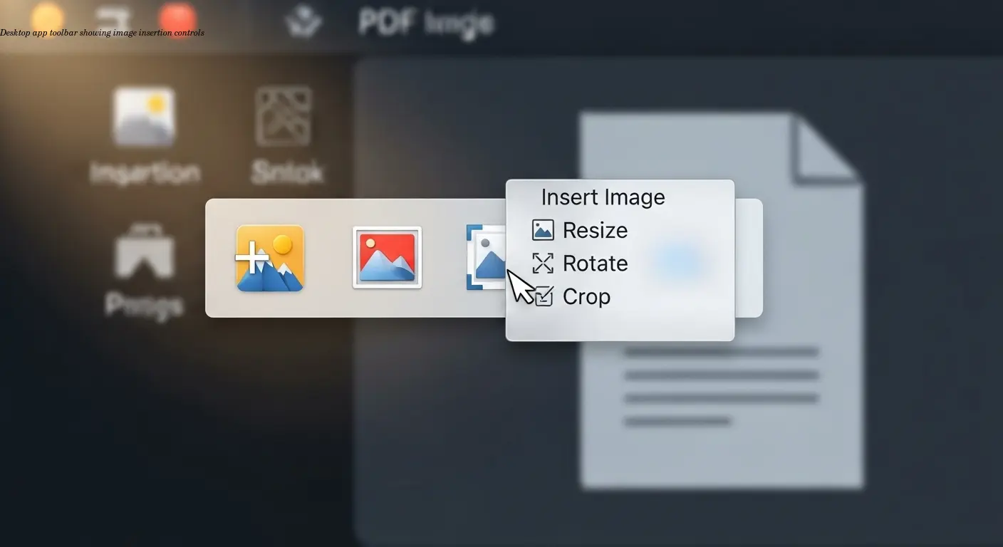 Desktop app toolbar showing image insertion controls