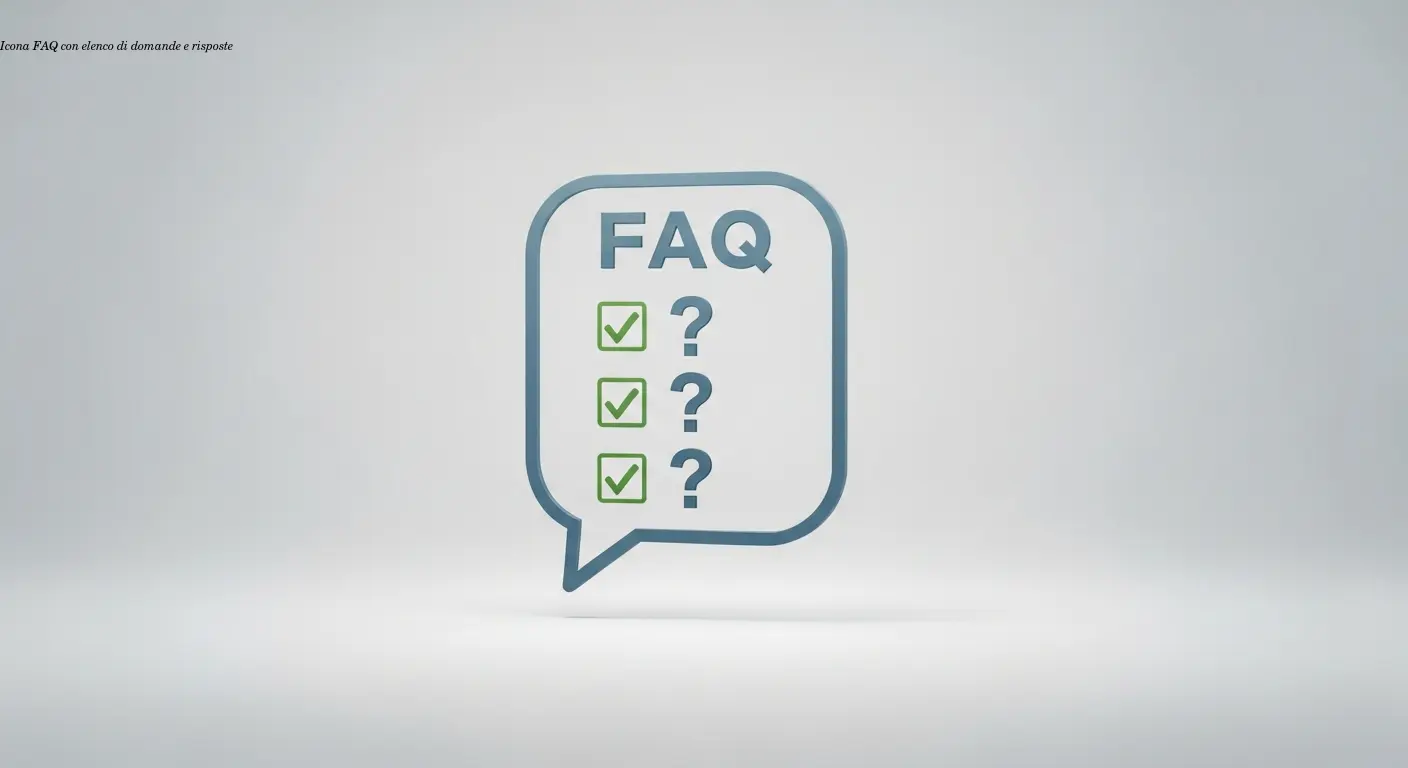 Icona FAQ con elenco di domande e risposte