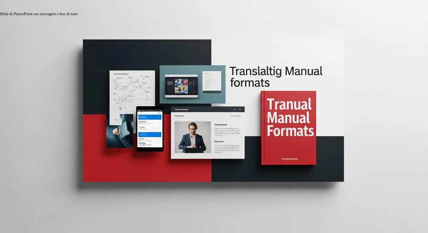 Slide di PowerPoint con immagini e box di testo