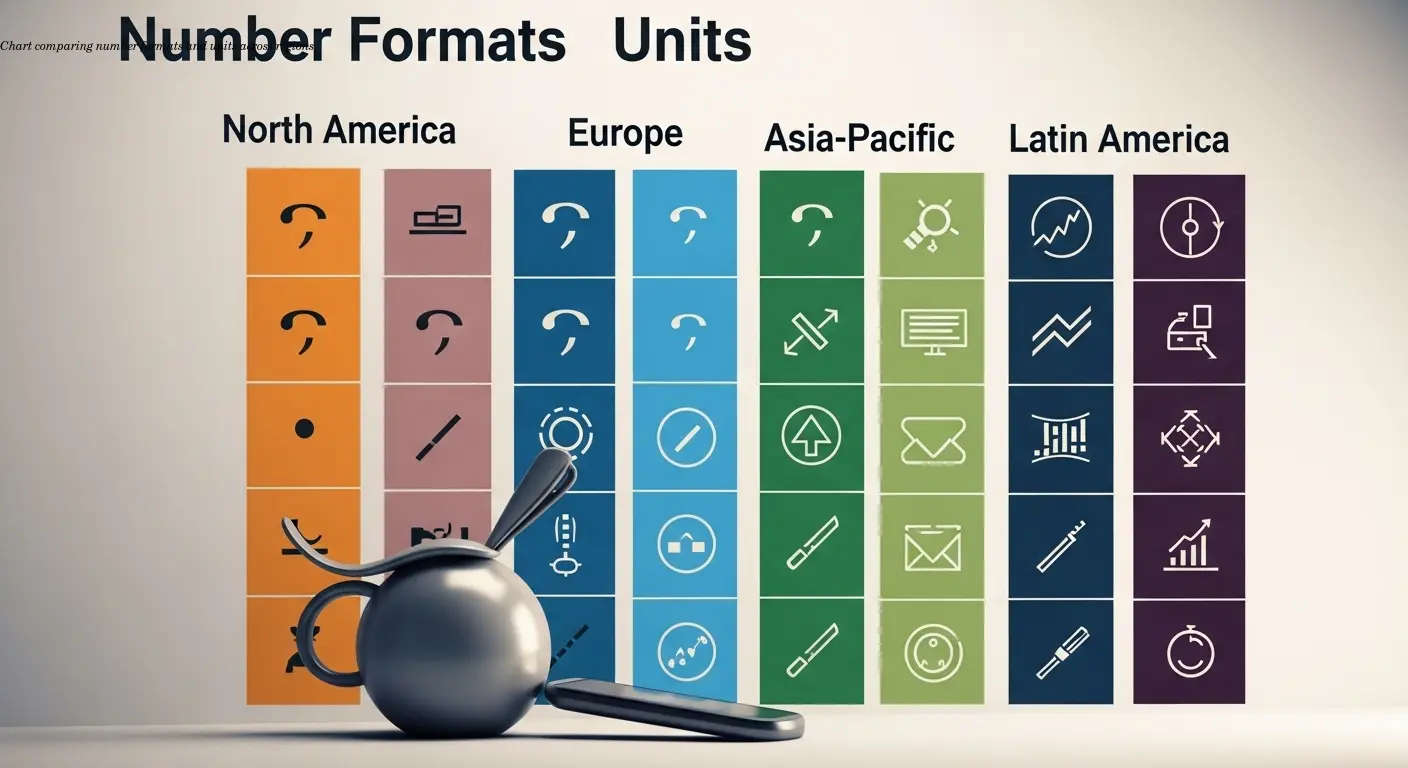 Chart comparing number formats and units across regions