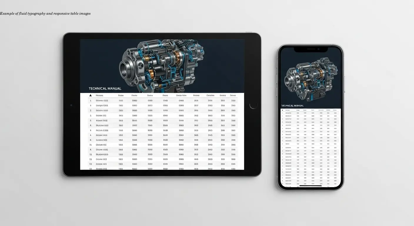 Example of fluid typography and responsive table images