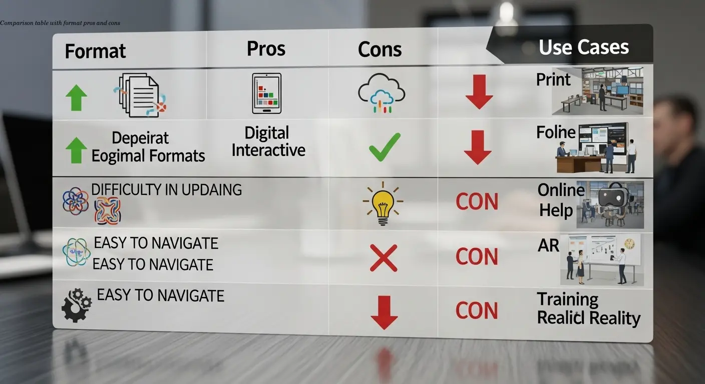 Comparison table with format pros and cons