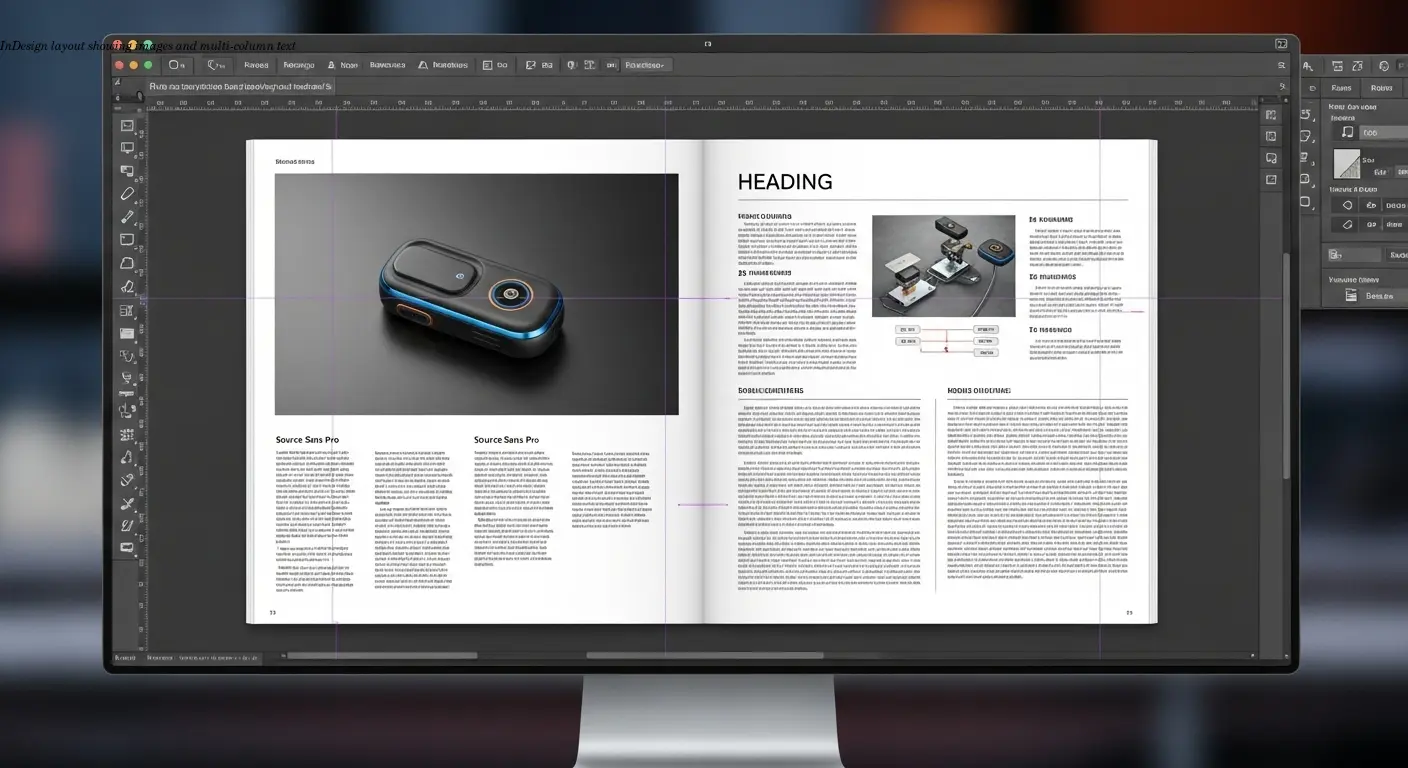 InDesign layout showing images and multi-column text