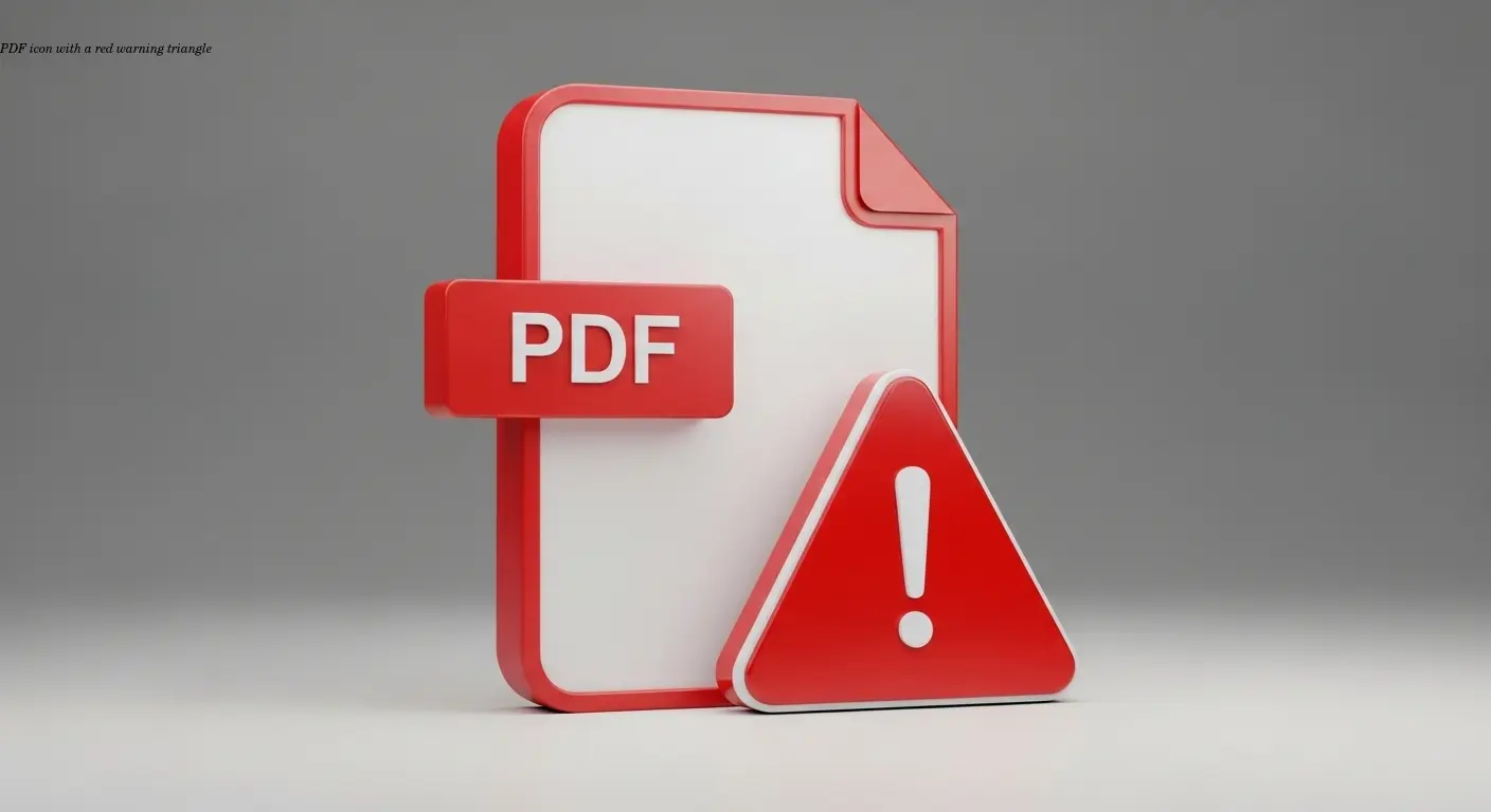 PDF icon with a red warning triangle