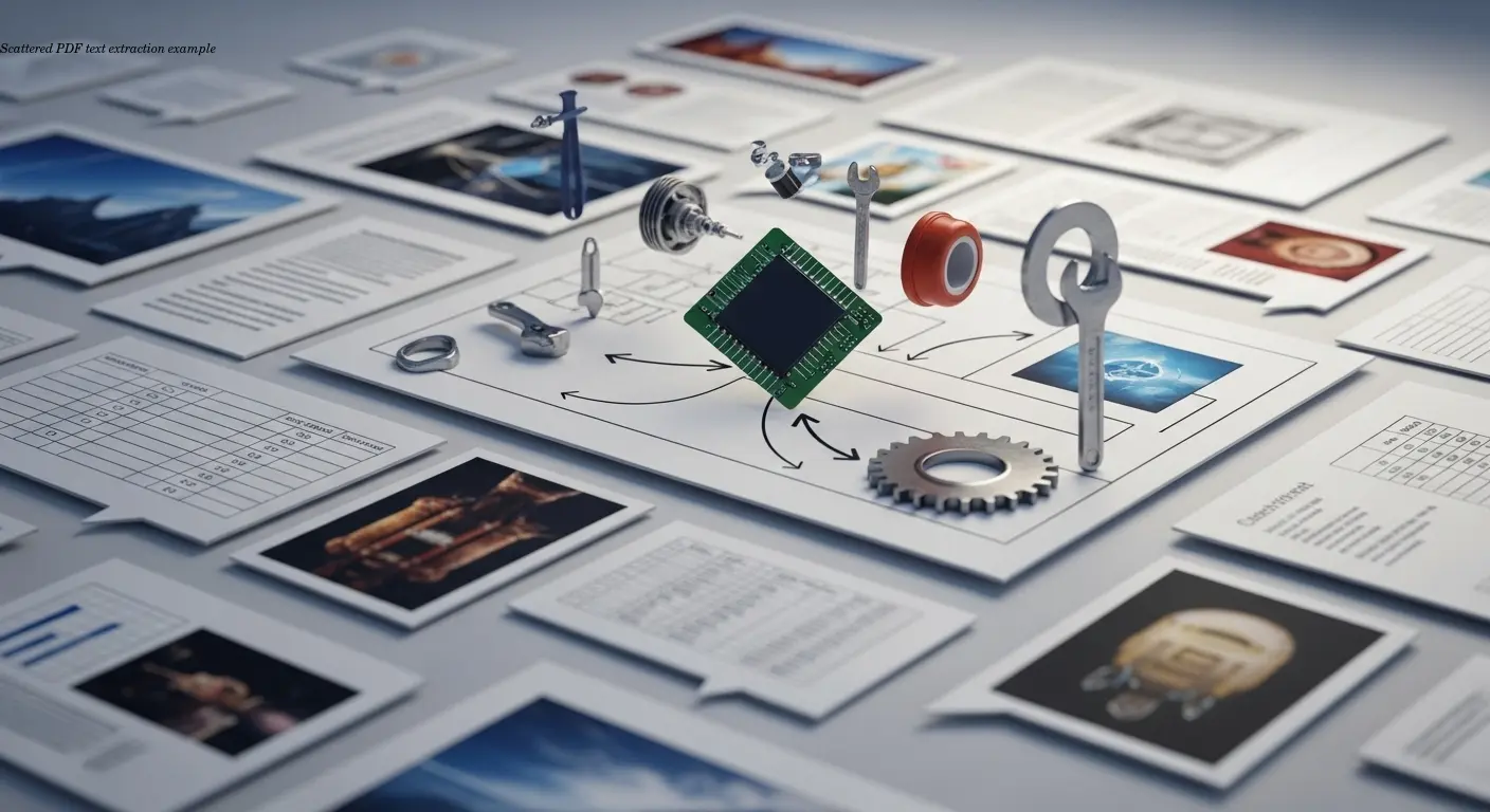 Scattered PDF text extraction example