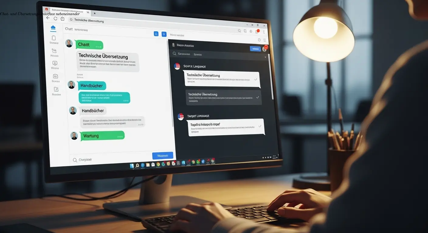 Chat- und Übersetzungs-Interface nebeneinander