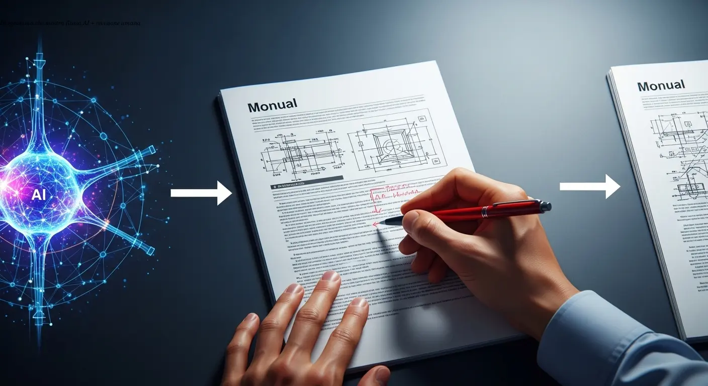 Diagramma che mostra flusso AI + revisione umana