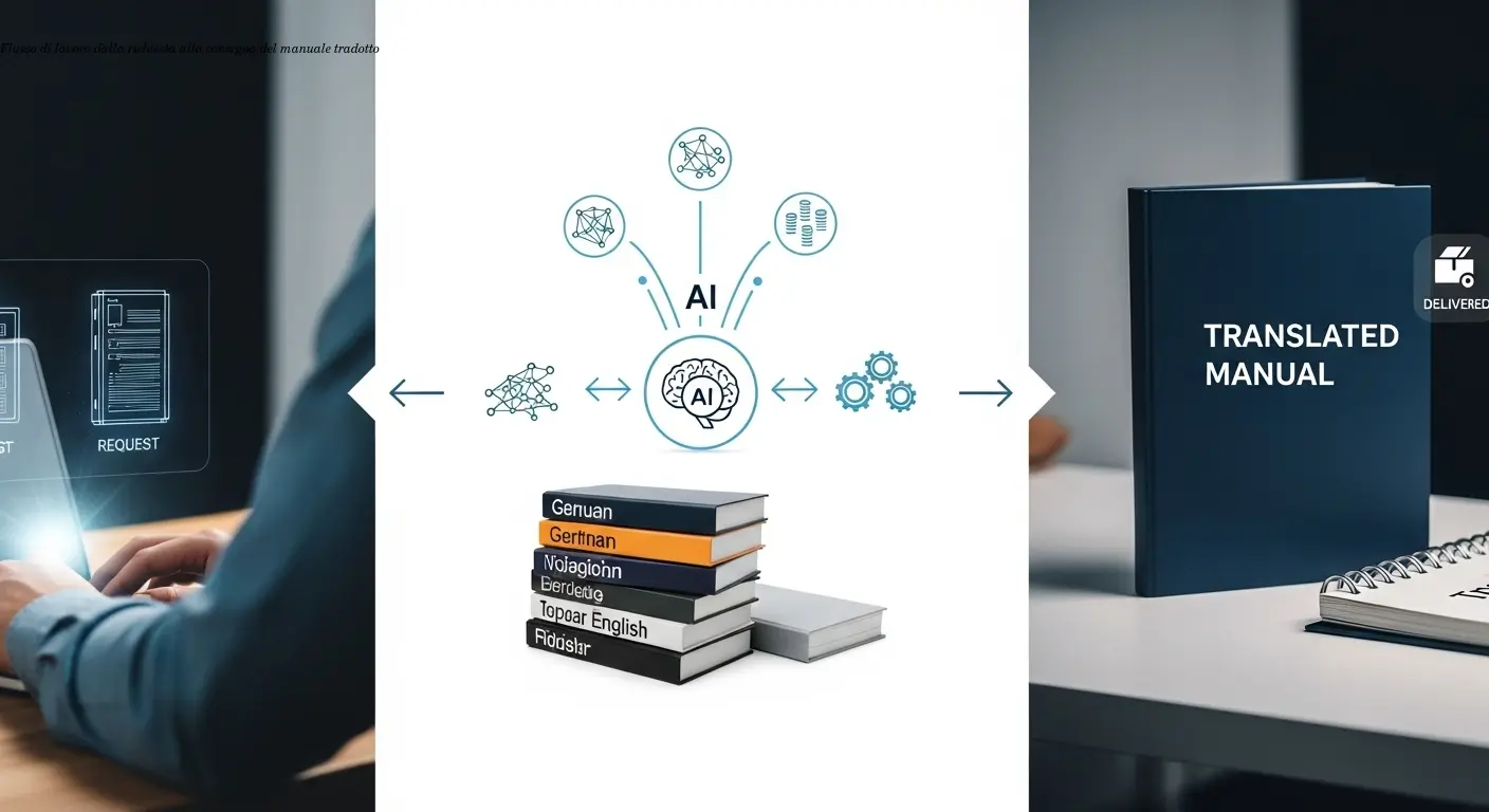Flusso di lavoro dalla richiesta alla consegna del manuale tradotto