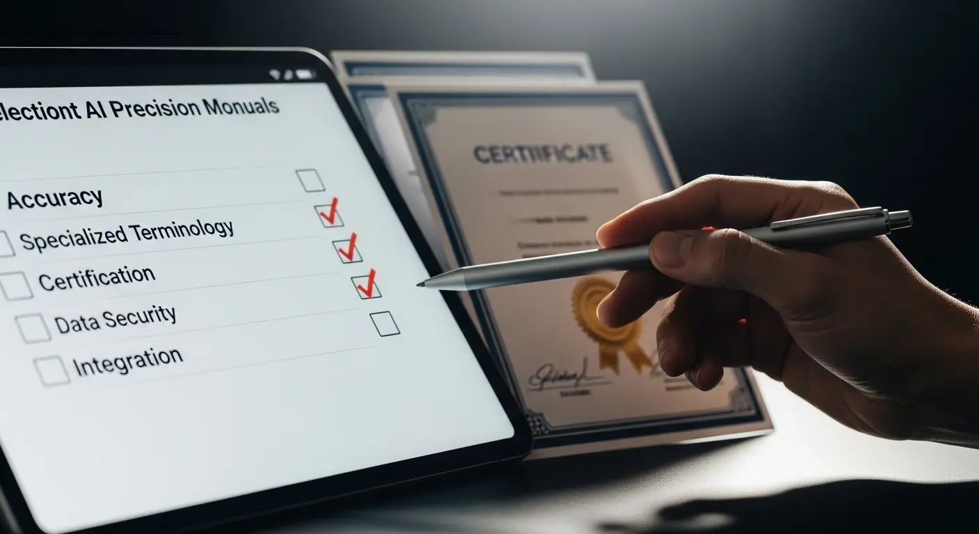 Selezione di servizio con checklist e certificazioni