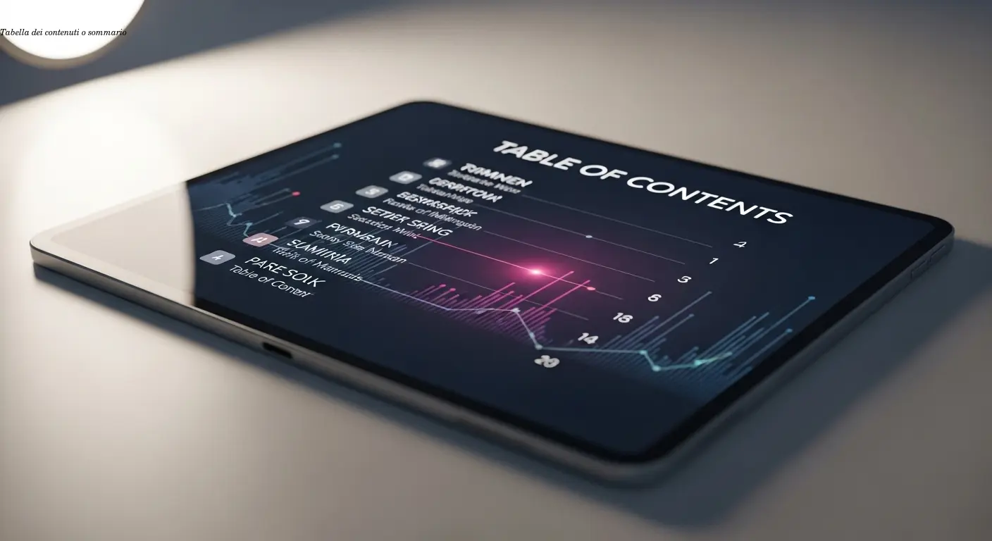 Tabella dei contenuti o sommario